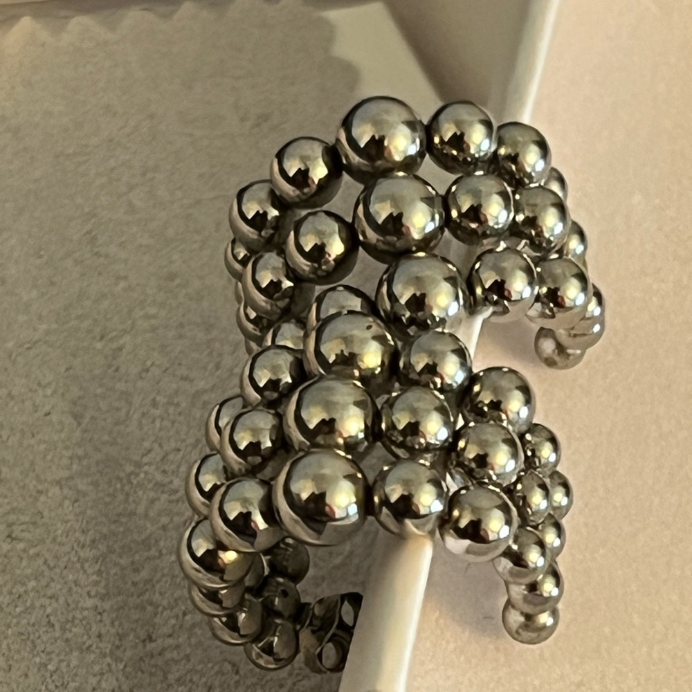 Anthropologie Silver Bubble Earrings Hoop Earrings - Picture 3 of 4